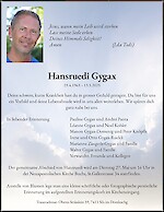 Avis de décès Hansruedi Gygax
