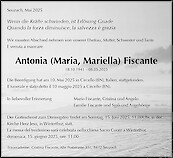 Avis de décès Antonia (Maria, Mariella) Fiscante