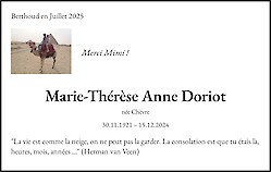 Avis de décès Marie-Thérèse Anne Doriot