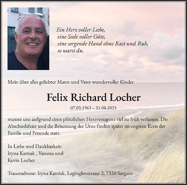 Necrologio Felix Richard Locher
