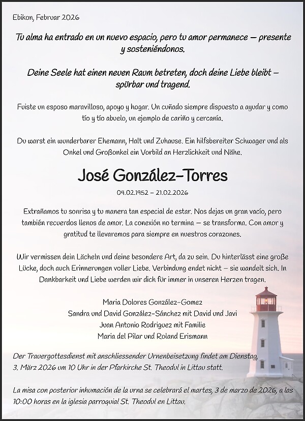 Obituary of José González-Torres, Luzern