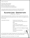 Avis de d&eacute;c&egrave;s Susanna Lanz - Zimmermann