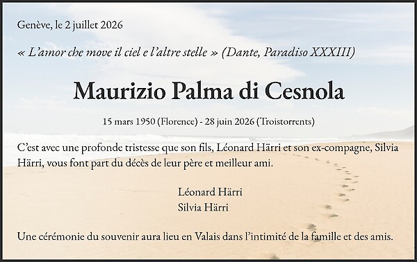 Avis de d&eacute;c&egrave;s de Maurizio Palma di Cesnola