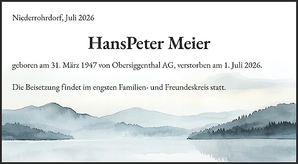 Avis de d&eacute;c&egrave;s de HansPeter Meier