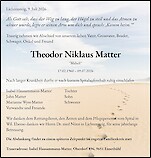 Avis de d&eacute;c&egrave;s Theodor Niklaus Matter