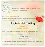 Avis de d&eacute;c&egrave;s Stephanie Nelly Vauthey, Z&uuml;rich