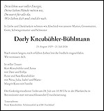 Avis de d&eacute;c&egrave;s Dorly Kneub&uuml;hler-B&uuml;hlmann