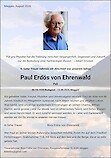 Avis de d&eacute;c&egrave;s Paul Erd&ouml;s von Ehrenwald, Meggen