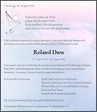 Avis de d&eacute;c&egrave;s Roland Duss, Glattbrugg