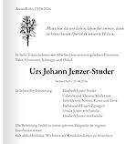 Avis de d&eacute;c&egrave;s Urs Johann Jenzer-Studer