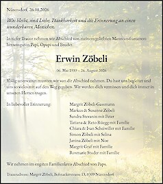 Avis de d&eacute;c&egrave;s Erwin Z&ouml;beli