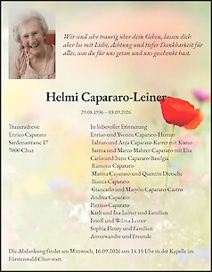 Avis de d&eacute;c&egrave;s Helmi Capararo-Leiner