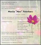 Avis de d&eacute;c&egrave;s Monika "Moni" Peterhans, Windisch