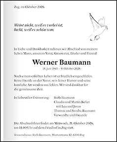 Avis de d&eacute;c&egrave;s Werner Baumann