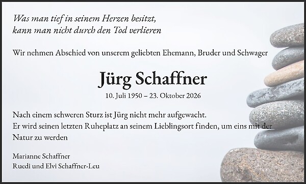 Avis de d&eacute;c&egrave;s de J&uuml;rg Schaffner