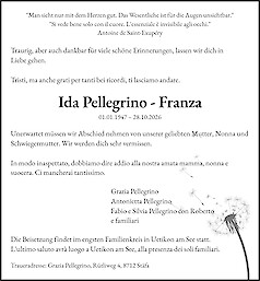 Avis de d&eacute;c&egrave;s Ida Pellegrino - Franza