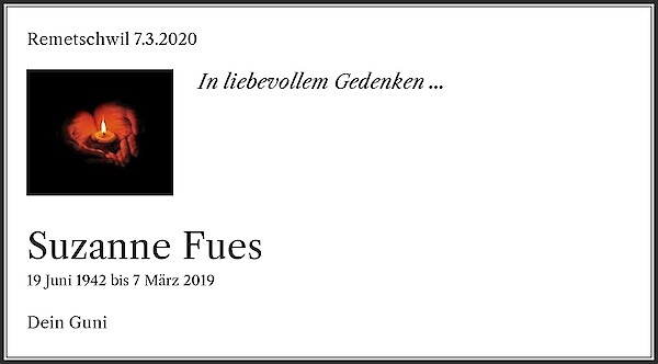 Necrologio Suzanne Fues, Fahrweid