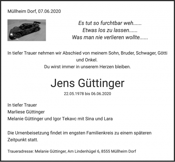 Obituary Jens Güttinger, Felben-Wellhausen