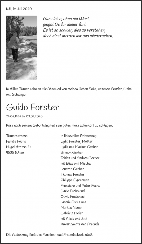 Obituary Guido Forster, Wil