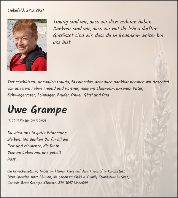 Necrologio Uwe Grampe, Liebefeld