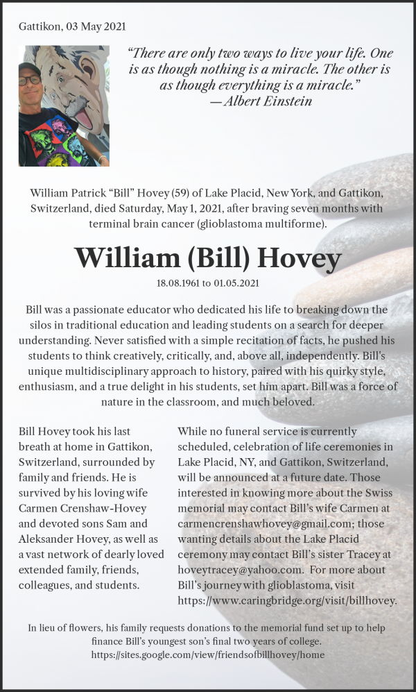 Necrologio William (Bill) Hovey, Gattikon