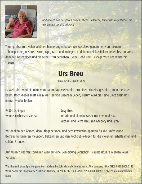 Necrologio Urs Breu, Lüchingen