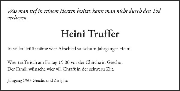 Todesanzeige von Heini Truffer