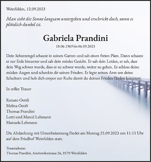 Todesanzeige von Gabriela Prandini, Weinfelden