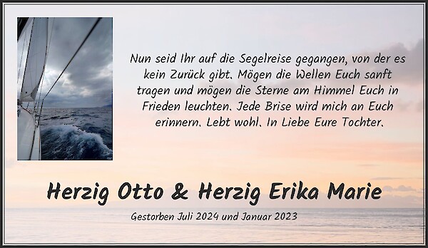 Obituary Herzig Otto & Herzig Erika Marie