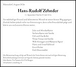 Obituary Hans-Rudolf Zehnder, Männedorf