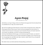 Avis de décès Agron Nrejaj