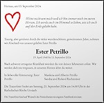 Obituary Ester Petrillo, Urnäsch