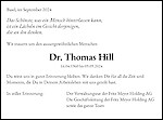 Todesanzeige Dr. Thomas Hill