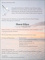 Necrologio Horst Götze, Zürich